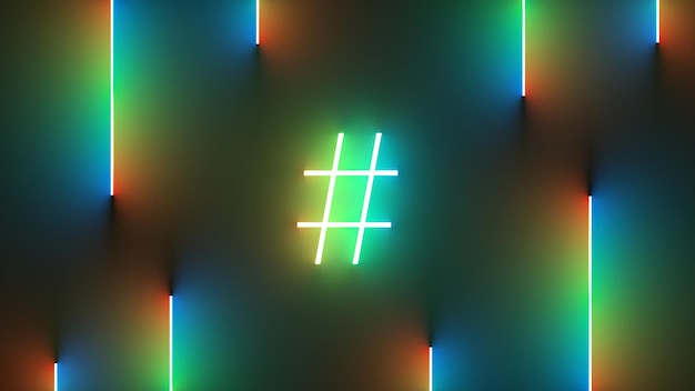 Free photo hashtag sign alphabet light illustration