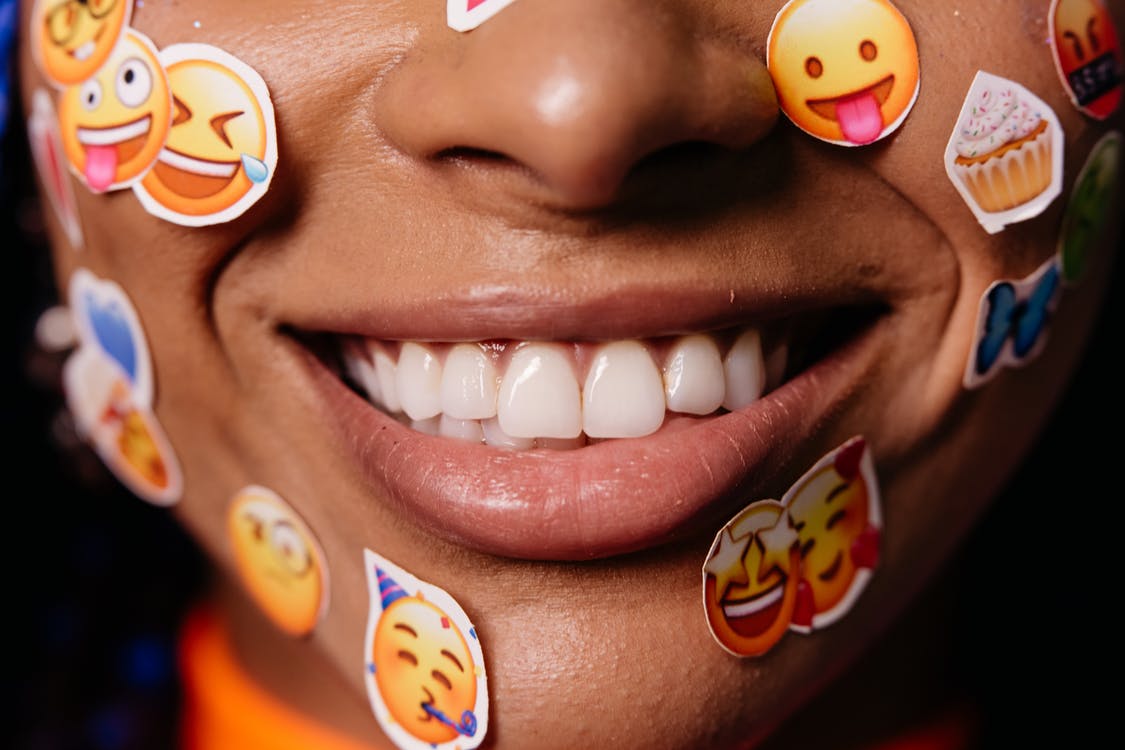 Free Person With Stickers on Her Face Stock Photo